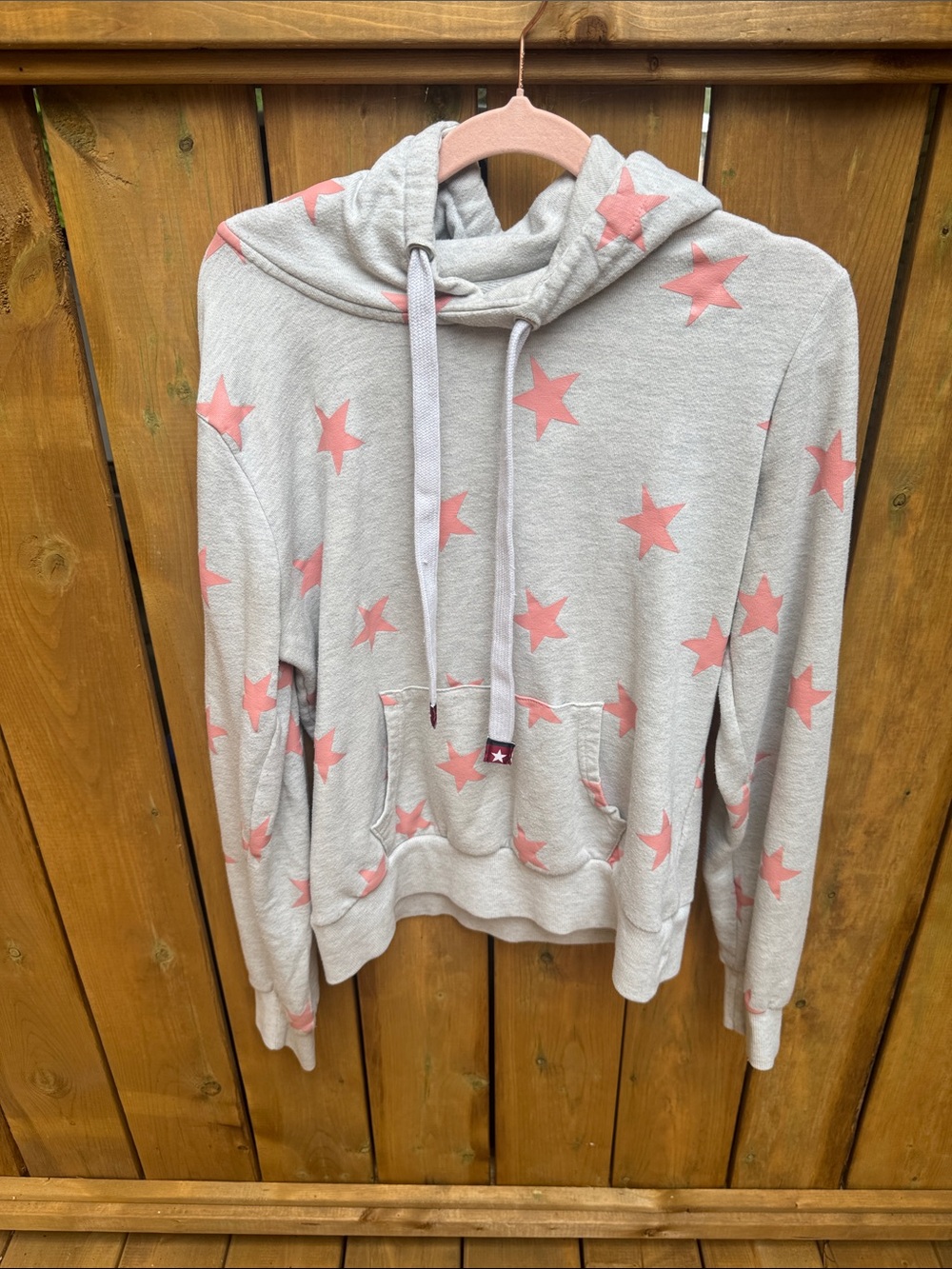 Reflex Gray Hoodie with Pink Star Print
